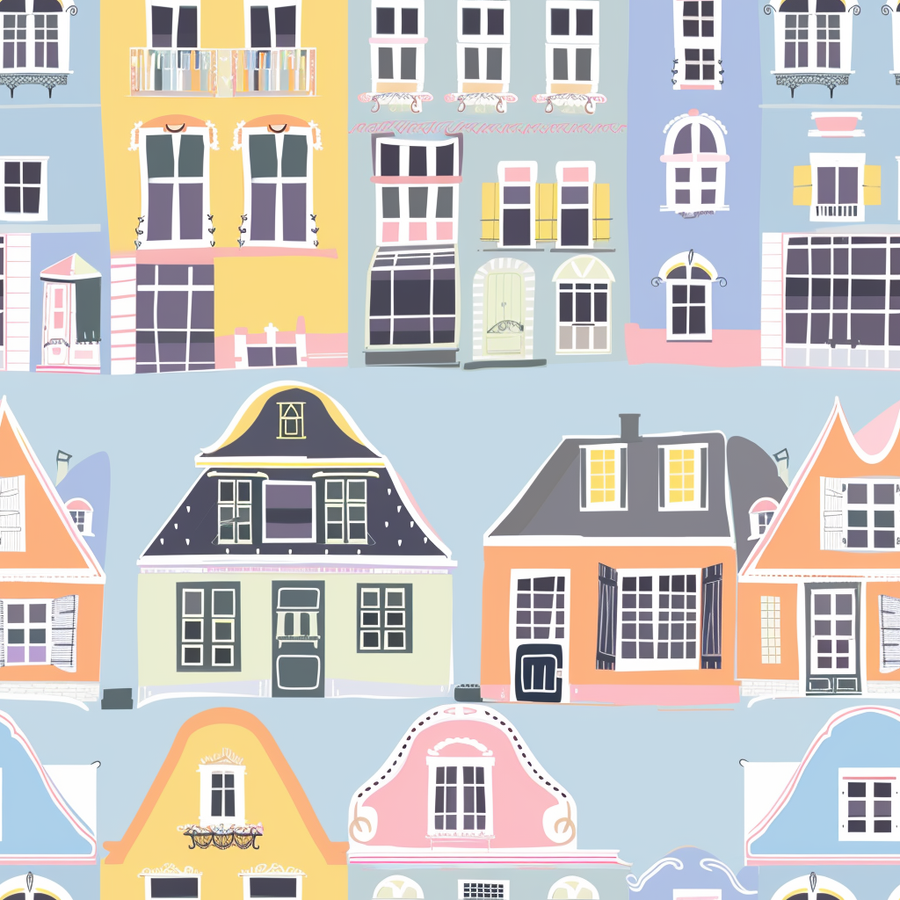 Beau Bottles Blue Row Houses - Made For Veuve