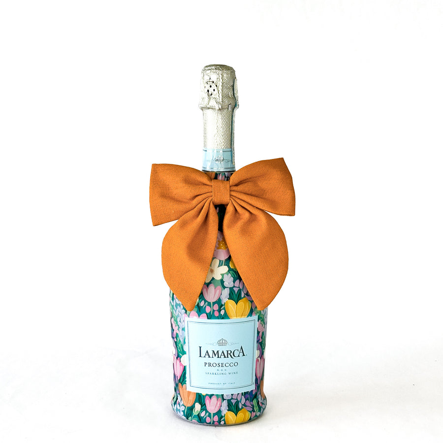 Beau Bottles Orange Linen Bottle Bow