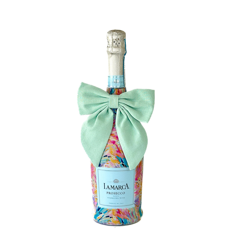 Beau Bottles Mint Green Linen Bottle Bow