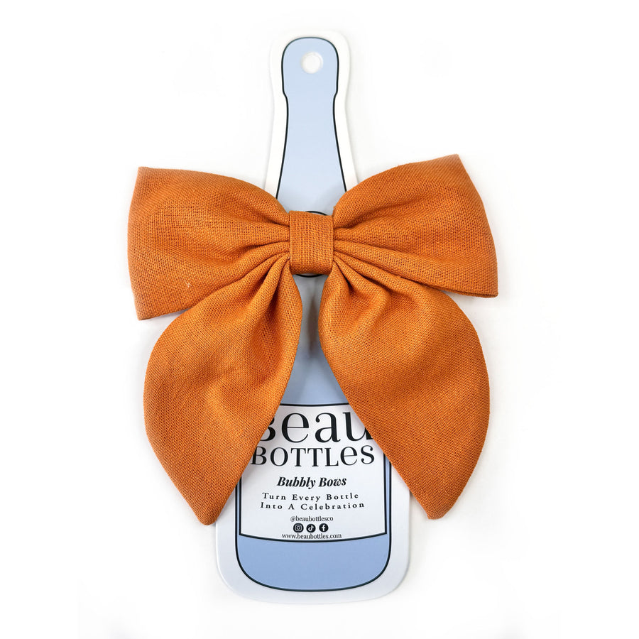 Beau Bottles Orange Linen Bottle Bow