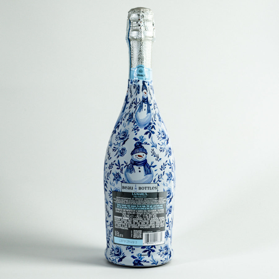 Beau Bottles Blue and White Snowman - La Marca Edition