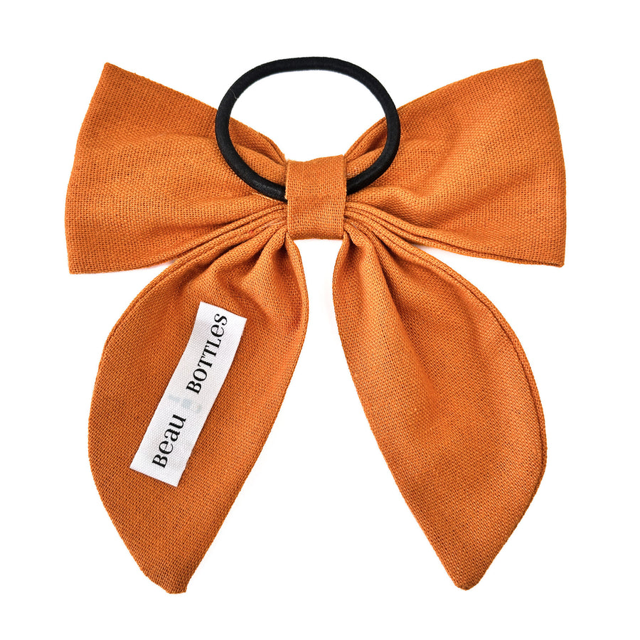 Beau Bottles Orange Linen Bottle Bow