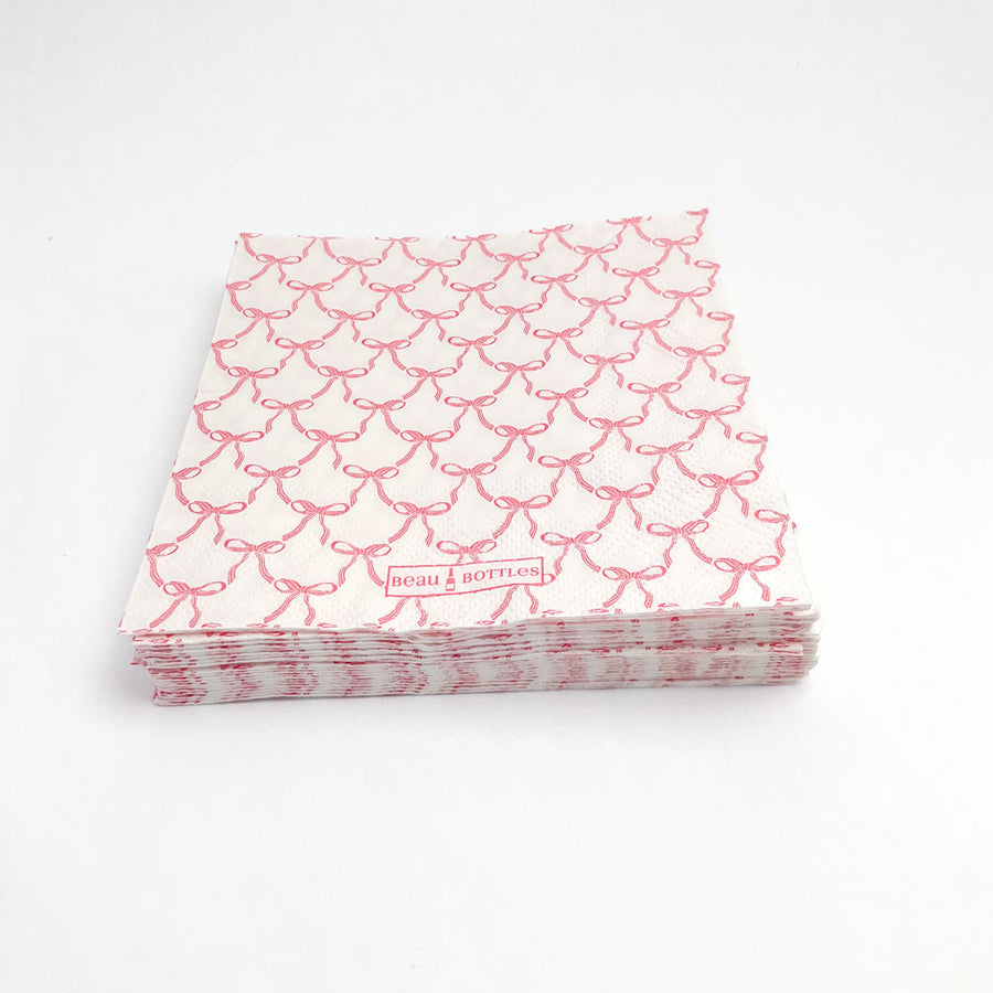 Beau Bottles Pink Bow Matching Cocktail Napkins