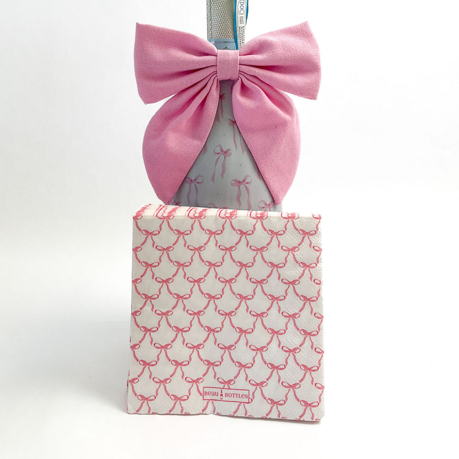 Beau Bottles Pink Bow Matching Cocktail Napkins