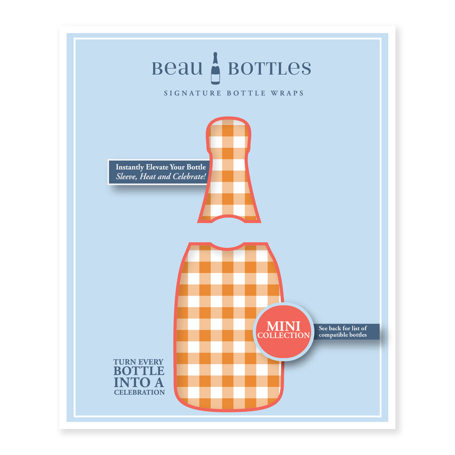 Beau Bottles Orange and White Gingham - MINI La Marca Edition - Six Pack
