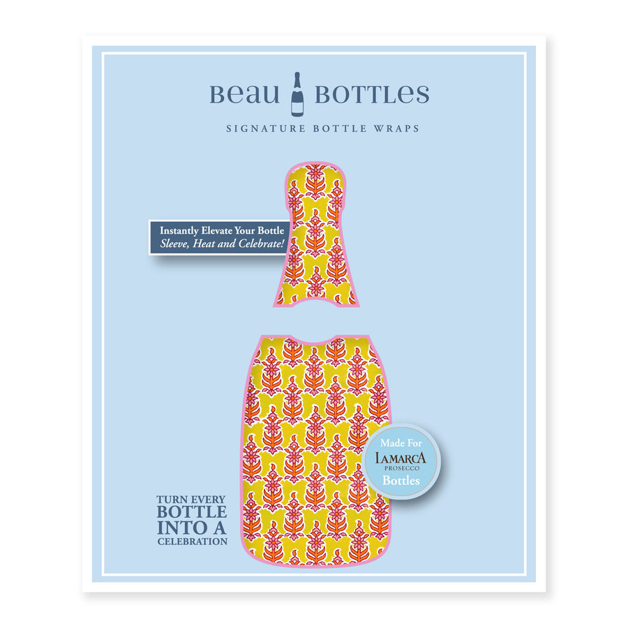 Beau Bottles Indian Yellow Leaf Blockprint- La Marca Edition