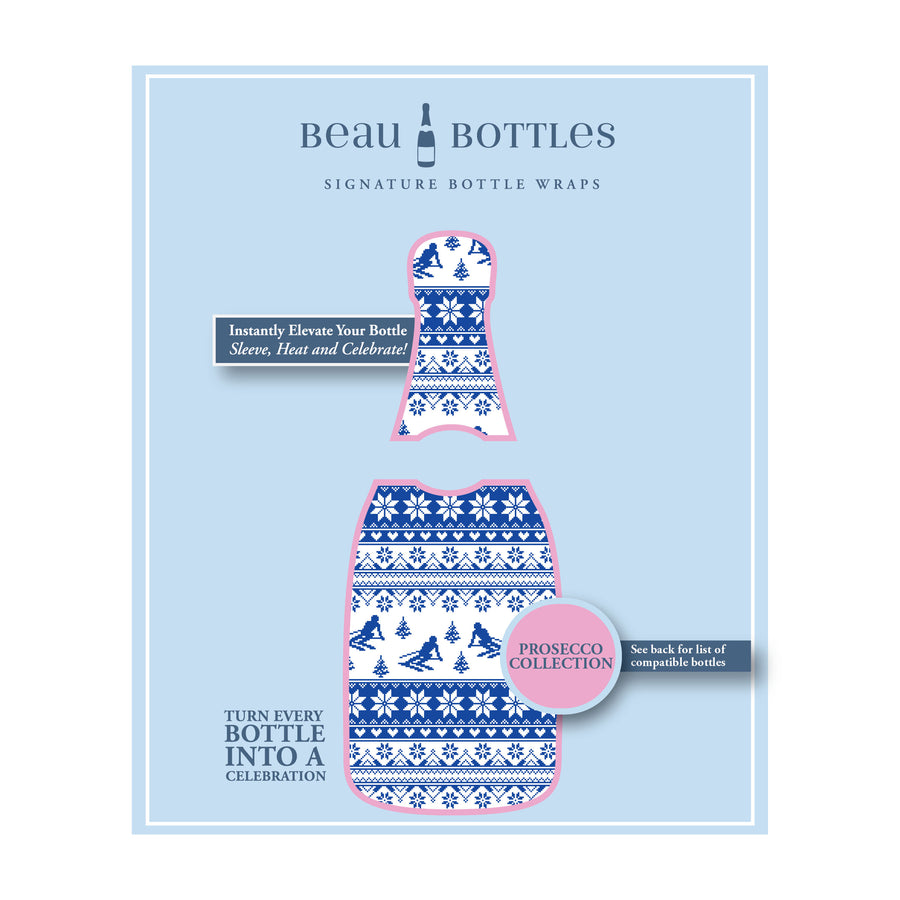 Beau Bottles Blue and White Knitted Ski - La Marca Edition