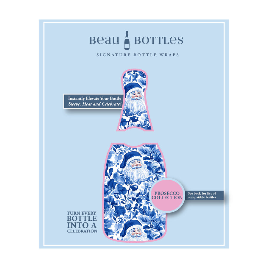 Beau Bottles Blue and White Santa - La Marca Edition