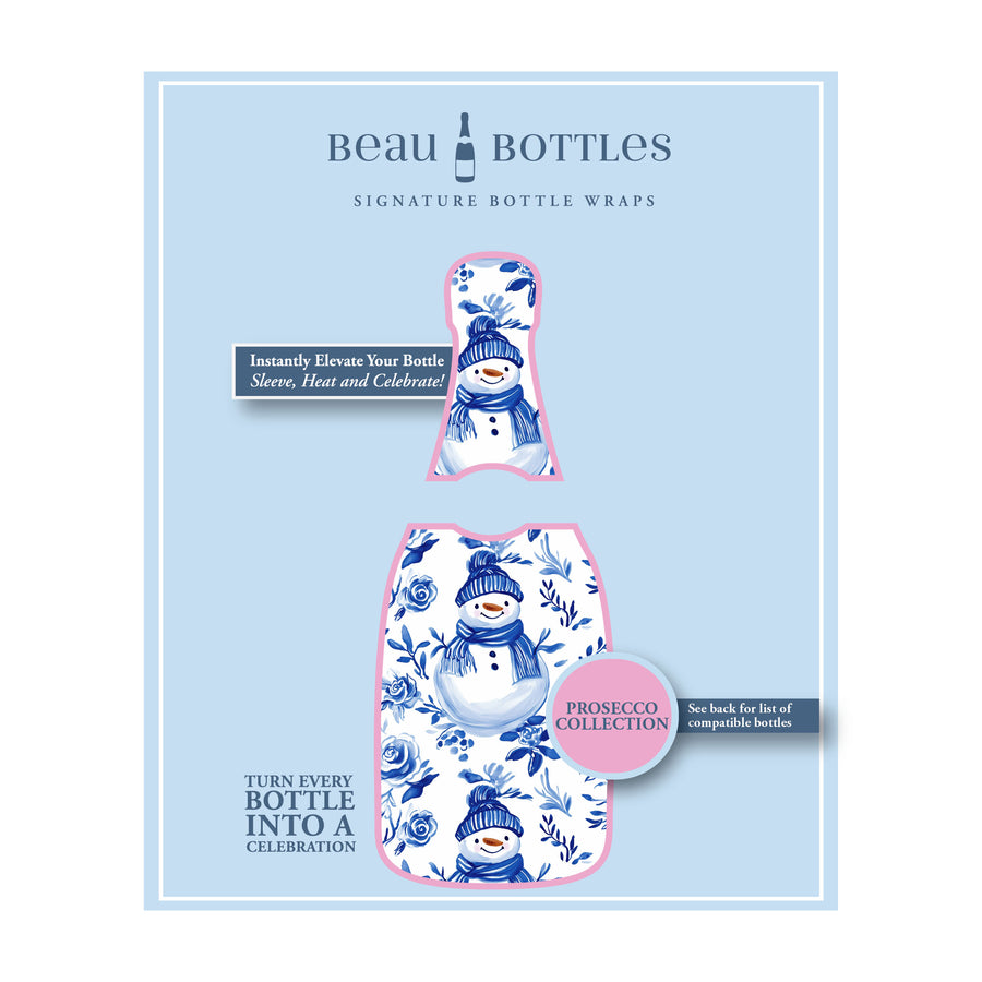 Beau Bottles Blue and White Snowman - La Marca Edition