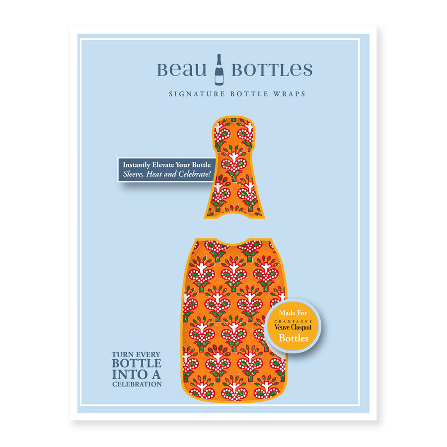 Beau Bottles Indian Blockprint Red Leaf - Made For Veuve
