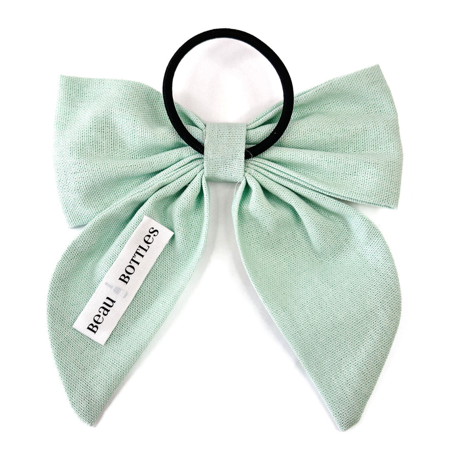Beau Bottles Mint Green Linen Bottle Bow