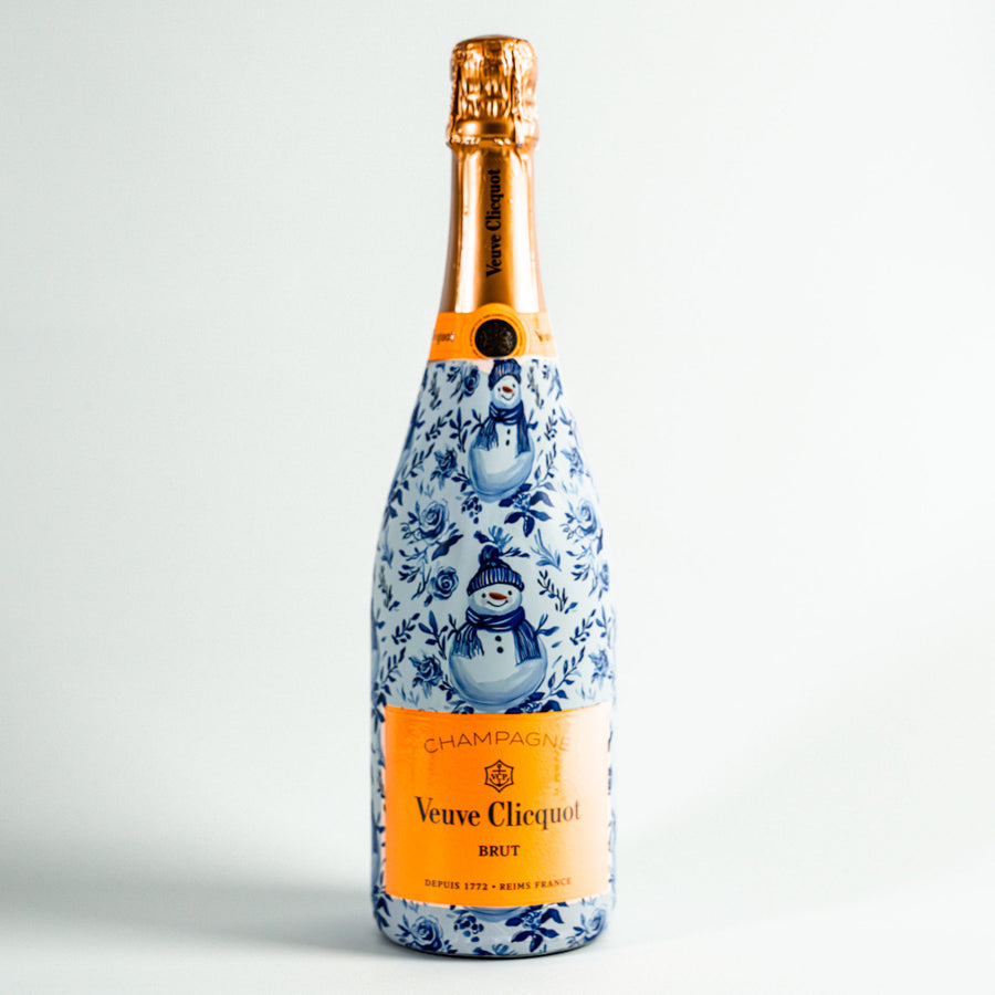 Beau Bottles Blue and White Snowman - Made for Veuve