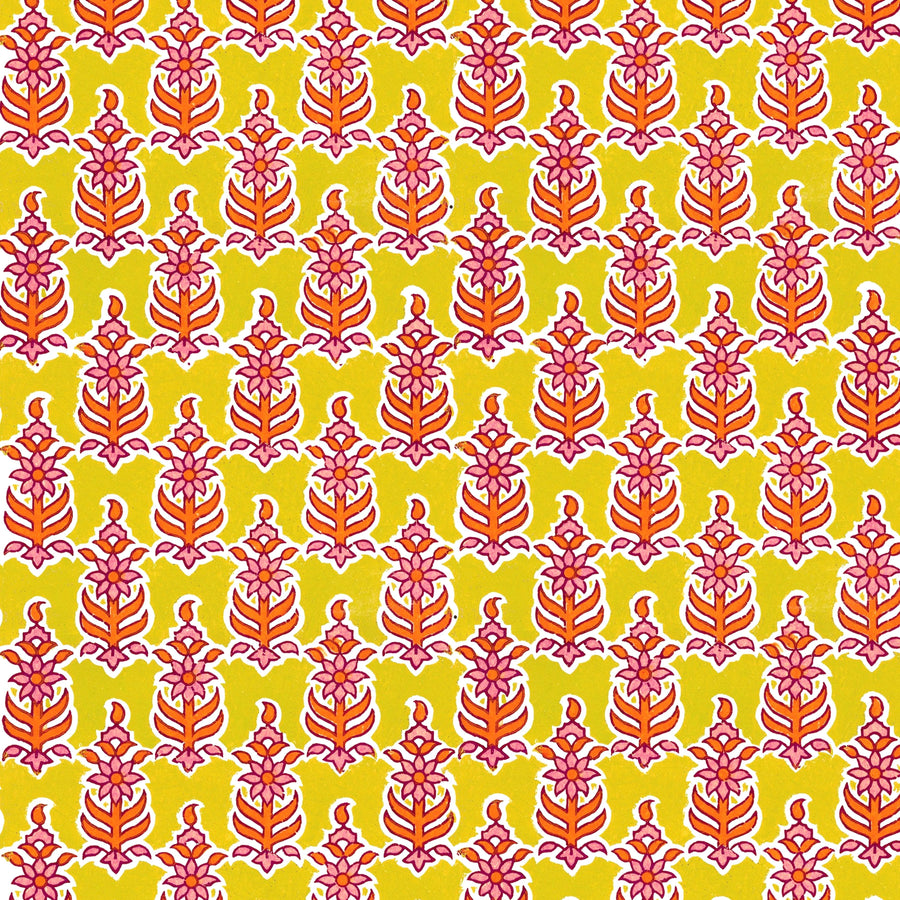 Beau Bottles Indian Yellow Leaf Blockprint- La Marca Edition - Beau Bottles