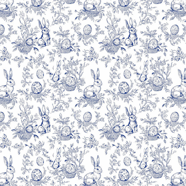 Blue Easter Bunny Toile