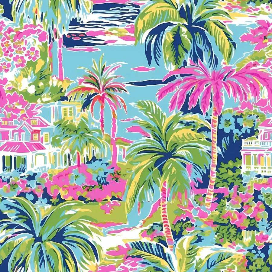 Pink Key West Cottage Bottle Wrap on Champagne Bottle