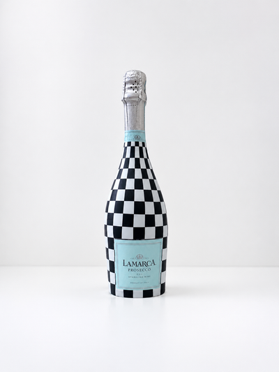 Beau Bottles Black and White Checkers Prosecco Bottle Wrap