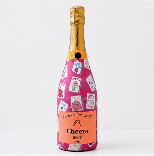 Pink Mahjong Champagne Bottle Wrap