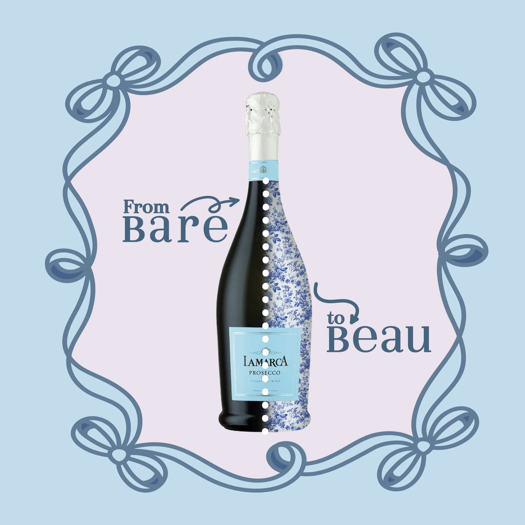 Beau Bottles Grandmillennial Blue Floral - Prosecco Collection
