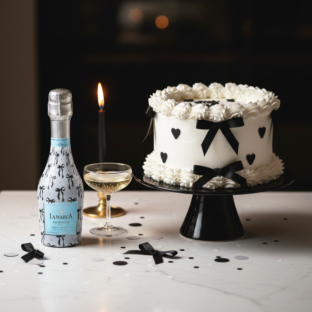 Beau Bottles Grandmillennial Black Bows- MINI Prosecco Collection - Set of 6 (Wraps Only)