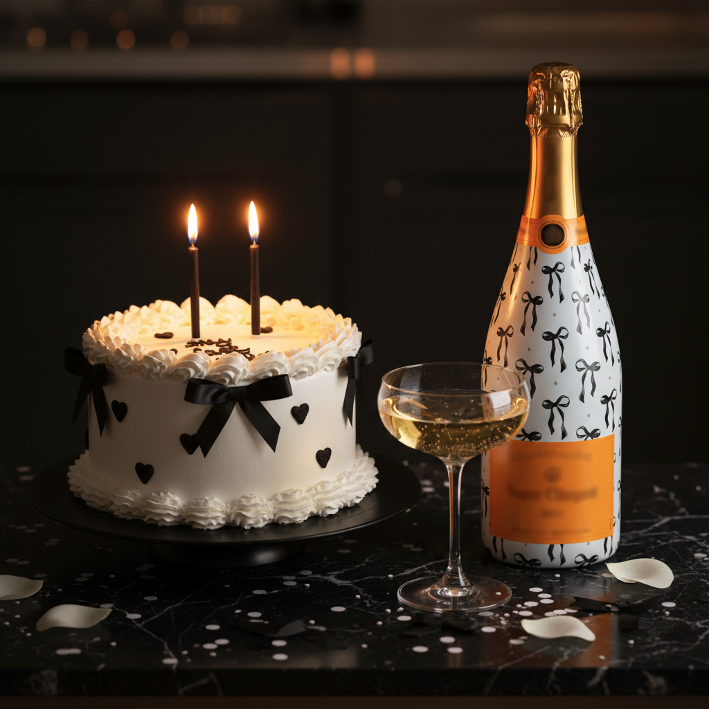 Beau Bottles Grandmillennial Black Bow- Champagne Collection