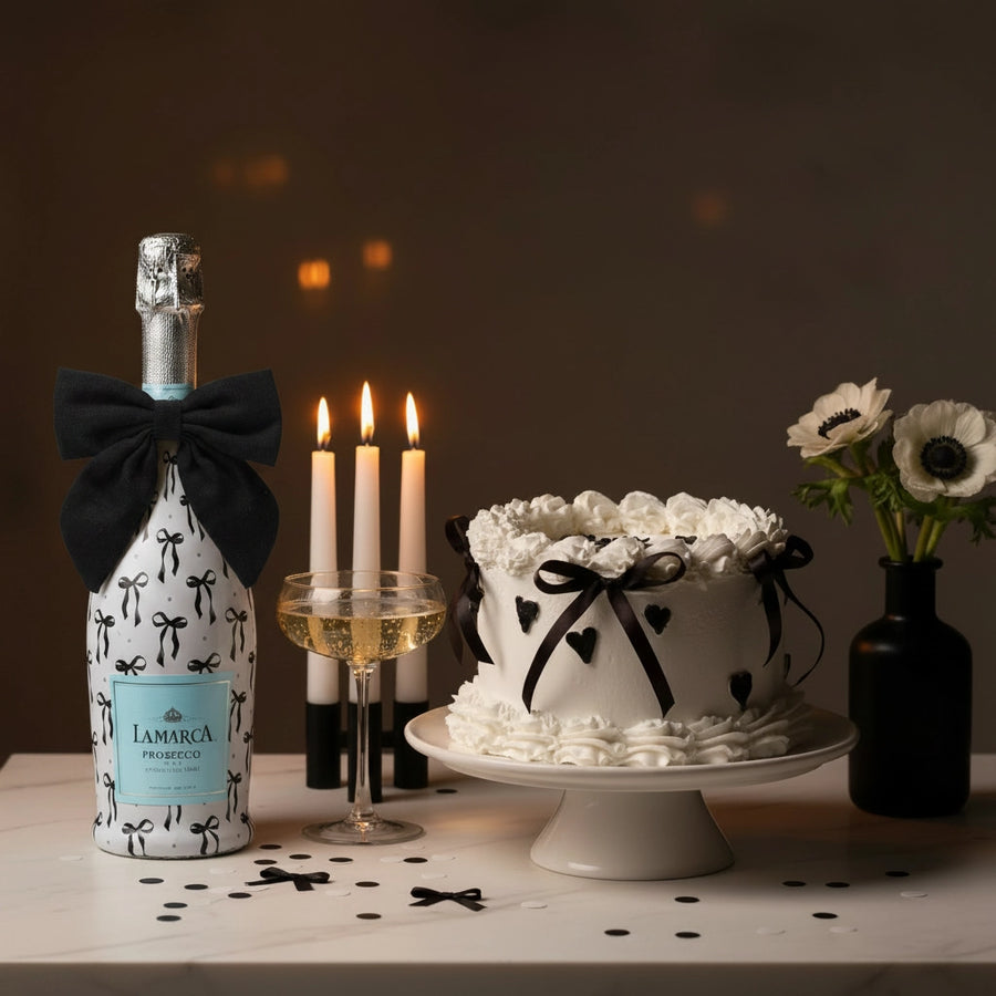 Beau Bottles Black Linen Bottle Bow