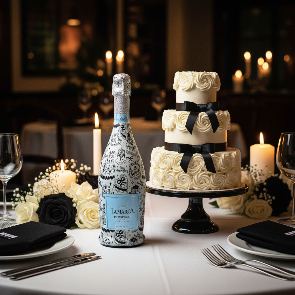 Beau Bottles Black and White Anniversary Party- Prosecco Collection