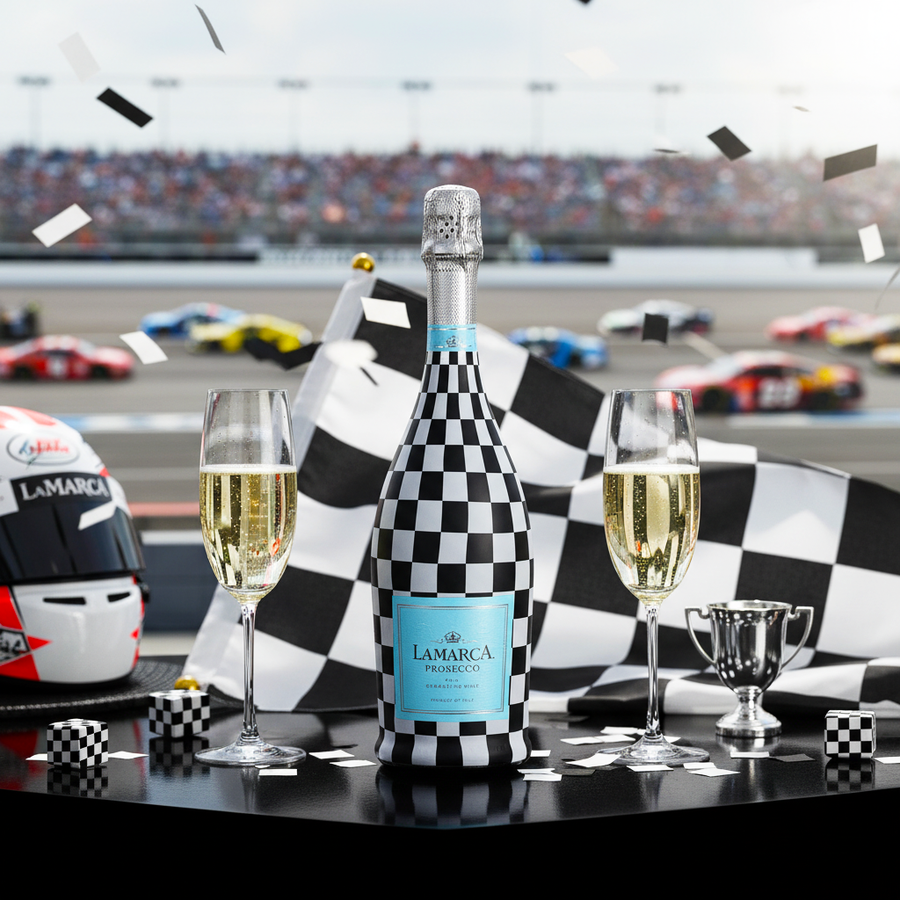 Beau Bottles Black and White Checkers Prosecco Bottle Wrap