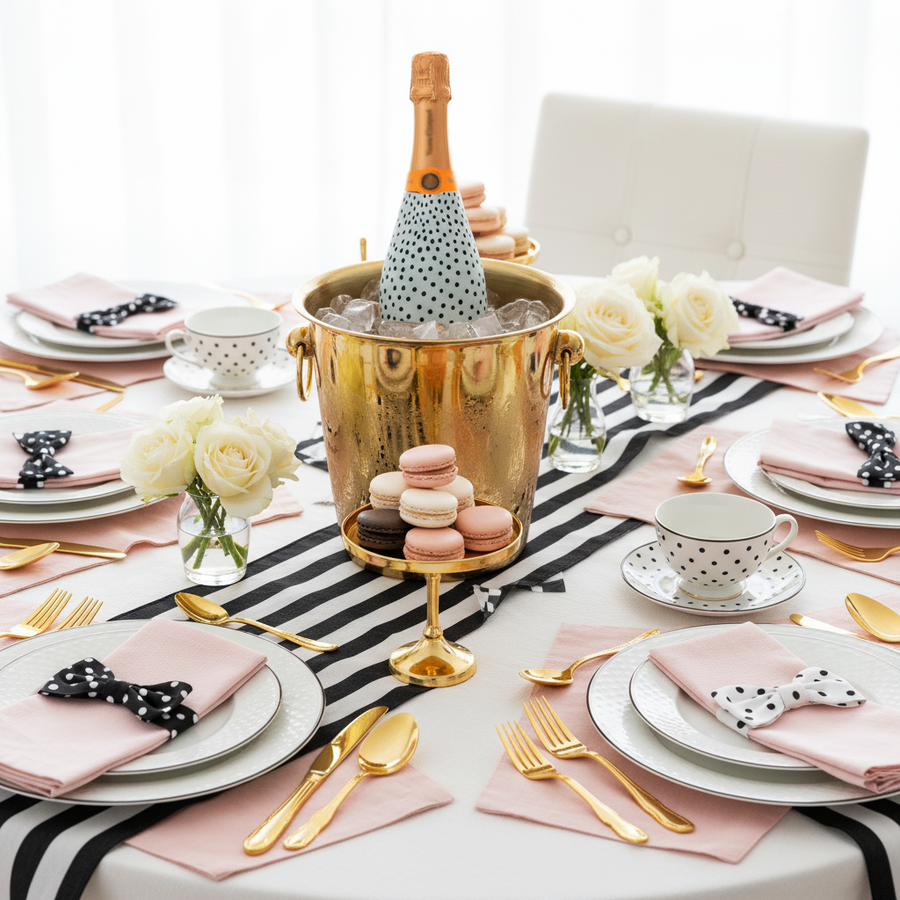 Black and White Dots – Champagne Collection Bottle Wrap on Champagne Bottle