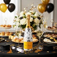 Thumbnail for Black and Gold Graduation Bottle Wrap on Champagne Bottle