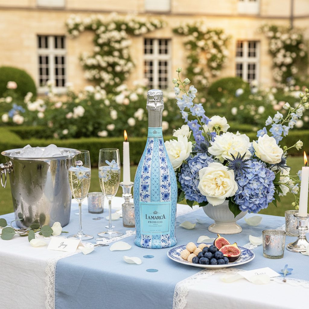 Beau Bottles Blue Chateau Rose Stripe - Prosecco Collection