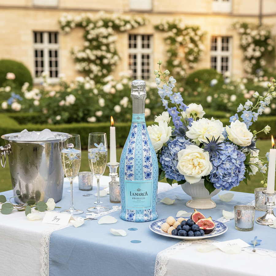 Beau Bottles Blue Chateau Rose Stripe - Prosecco Collection
