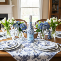 Thumbnail for Blue Easter Bunny Toile Bottle Wrap on La Marca Prosecco