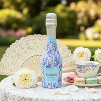 Thumbnail for Blue Floral Mini Bottle Wrap Set on Mini La Marca Prosecco