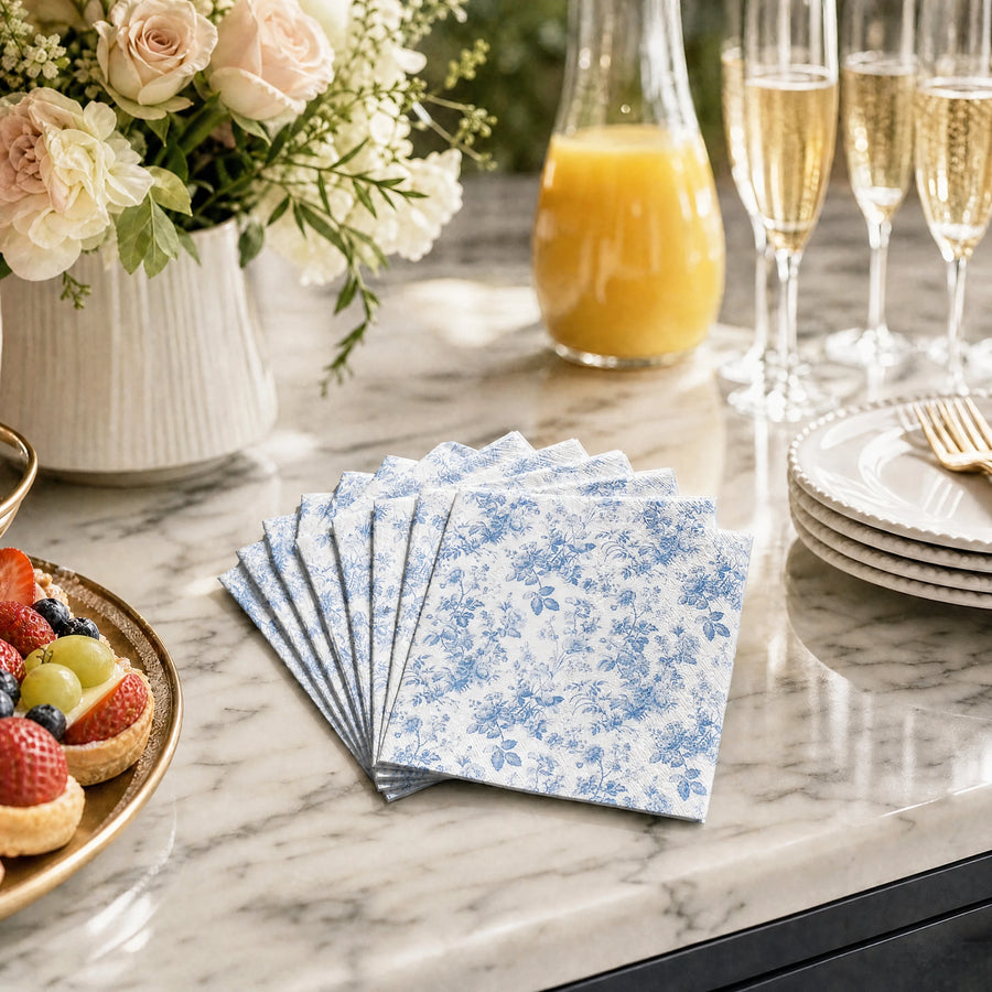 Beau Bottles Blue Floral Cocktail Napkins