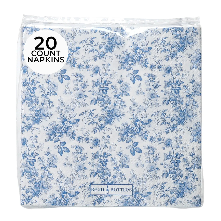 Beau Bottles Blue Floral Cocktail Napkins