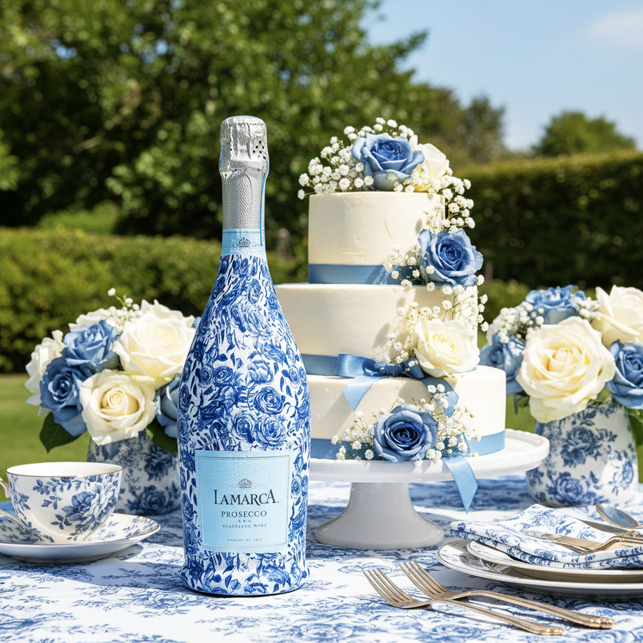Beau Bottles Blue Porcelain Roses- Prosecco Collection