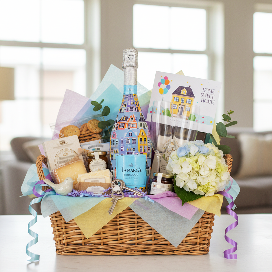 Blue Row Houses Bottle Wrap on La Marca Prosecco