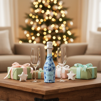 Thumbnail for Blue Satin Bows Mini Bottle Wrap Set on Mini La Marca Prosecco