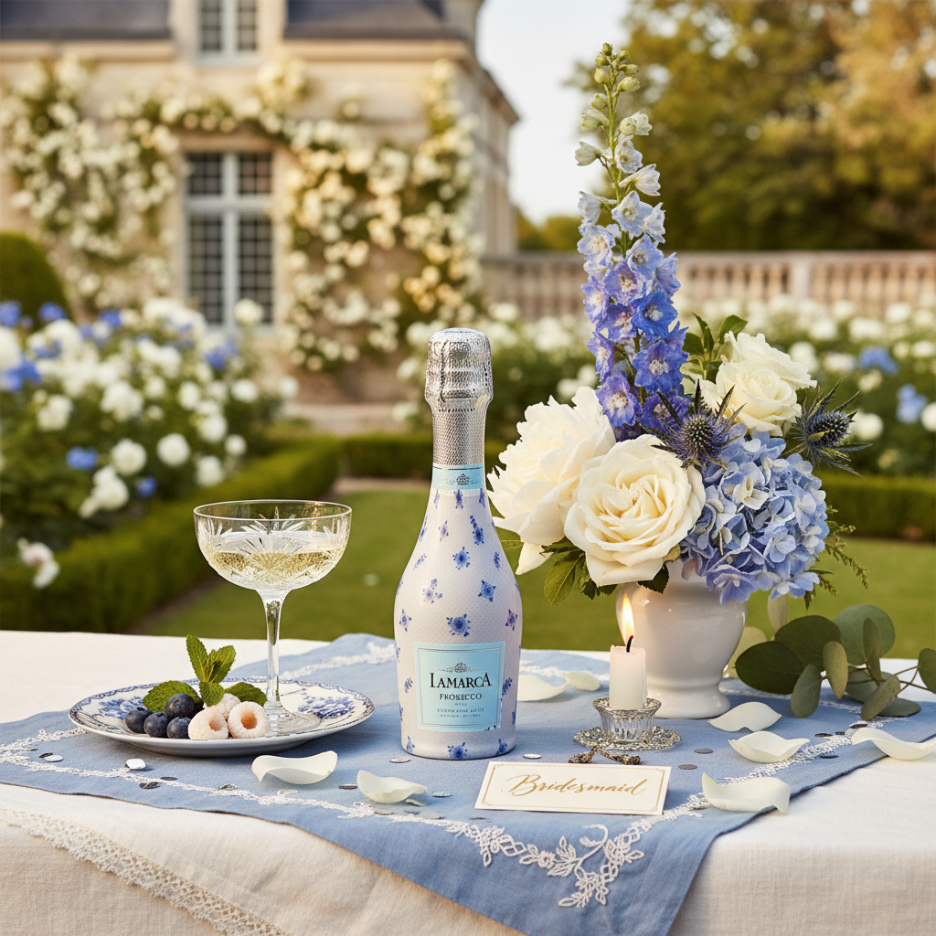 Beau Bottles Blue Chateau Dots- MINI Prosecco Collection - Set of 6 (Wraps Only)