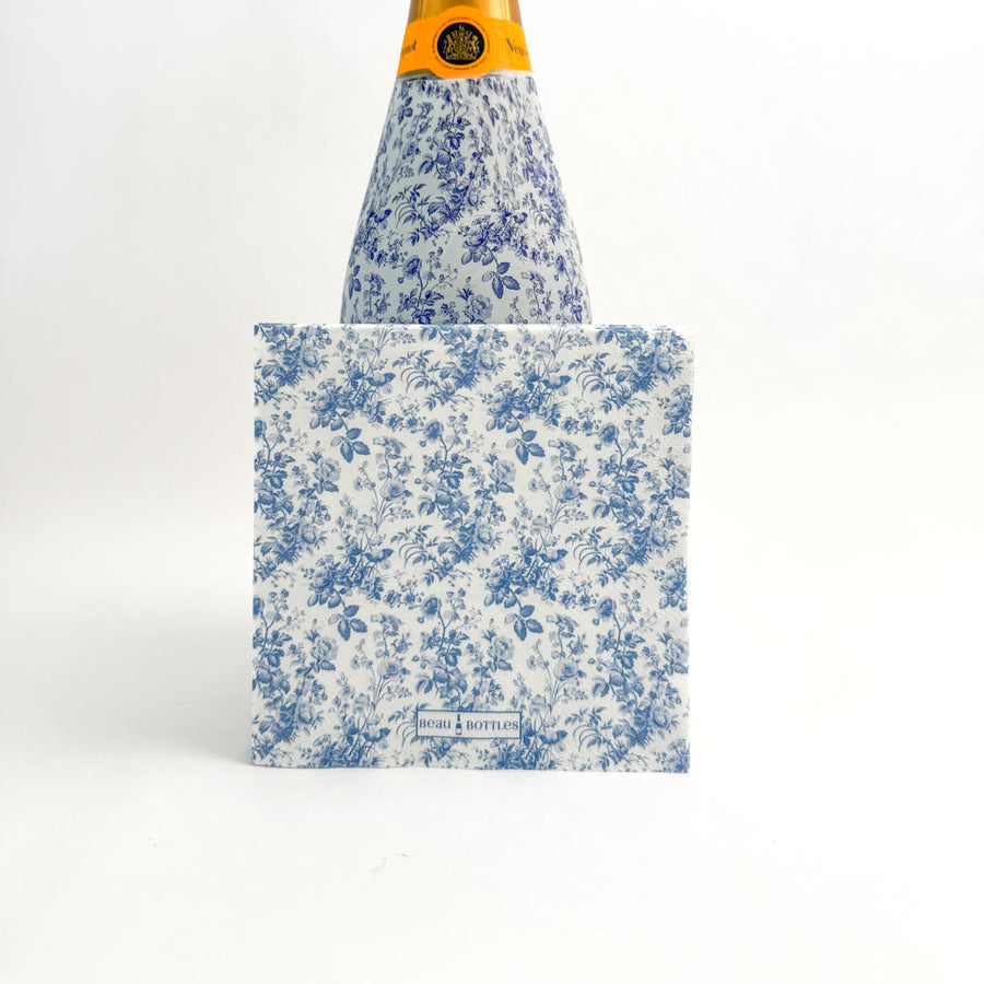 Beau Bottles Blue Floral Matching Cocktail Napkins
