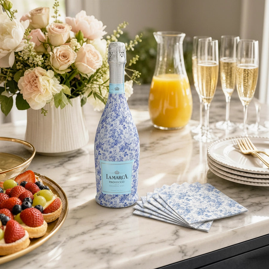 Beau Bottles Blue Floral Cocktail Napkins