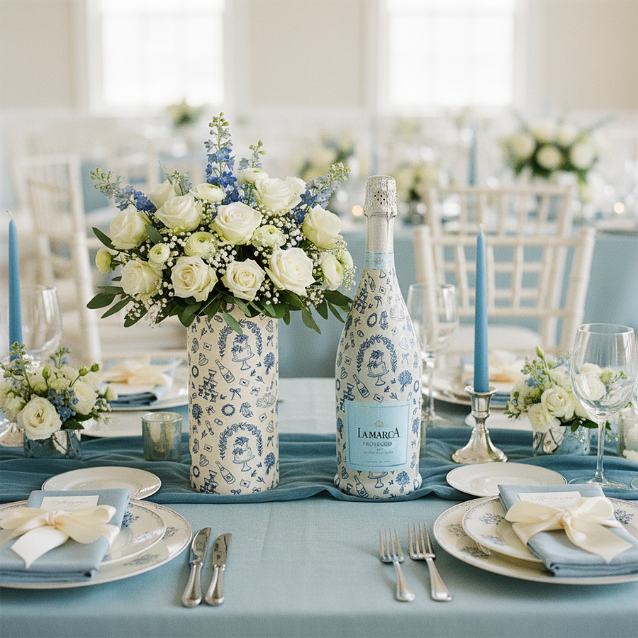 EVERVASE Wrap- Blue Wedding Toile