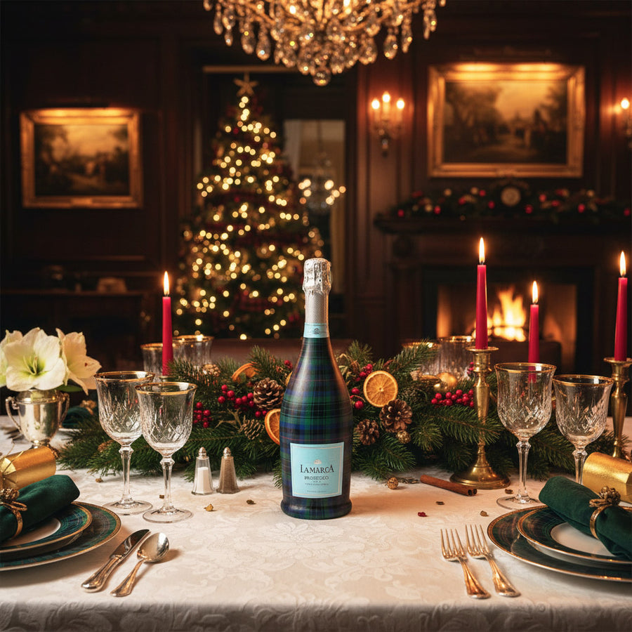 Beau Bottles Blue and Green Christmas Tartan - Prosecco Collection