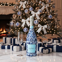 Thumbnail for Limited Edition Blue & White Ornament Prosecco Bottle Wrap