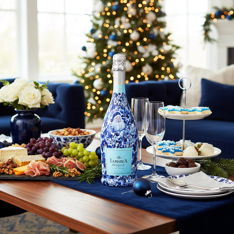 Beau Bottles Blue and White Santa - Prosecco Collection