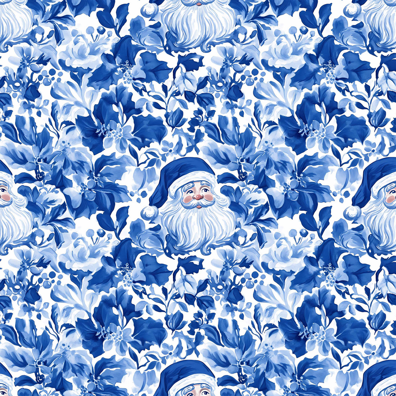 Blue and White Santa Bottle Wrap on Champagne Bottle