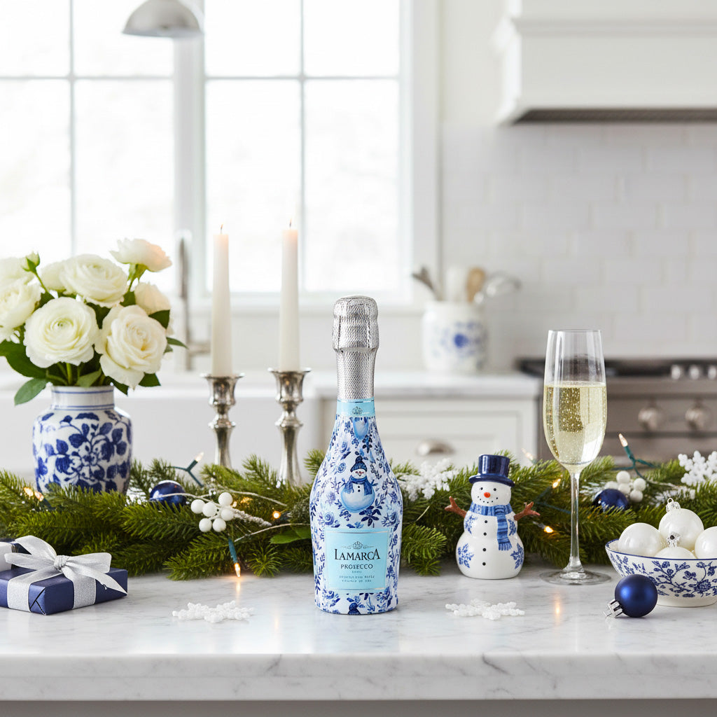 Beau Bottles Blue and White Snowman - MINI Prosecco Collection - Set of 6 (Wraps Only)