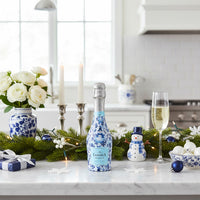 Thumbnail for Beau Bottles Blue and White Snowman - MINI Prosecco Collection - Set of 6 (Wraps Only)