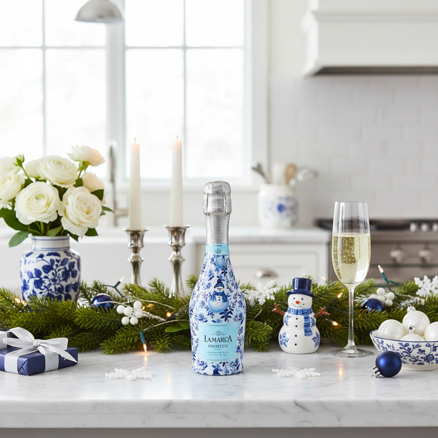 Beau Bottles Blue and White Snowman - MINI Prosecco Collection - Set of 6 (Wraps Only)