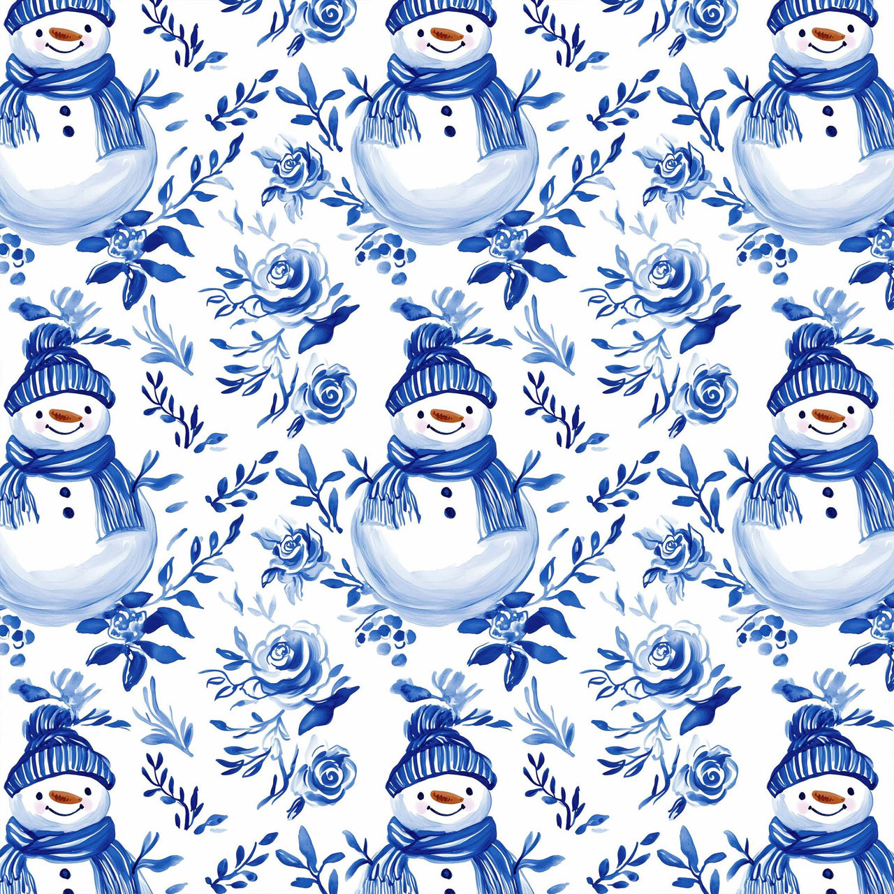 Blue and White Snowman Bottle Wrap on Champagne Bottle